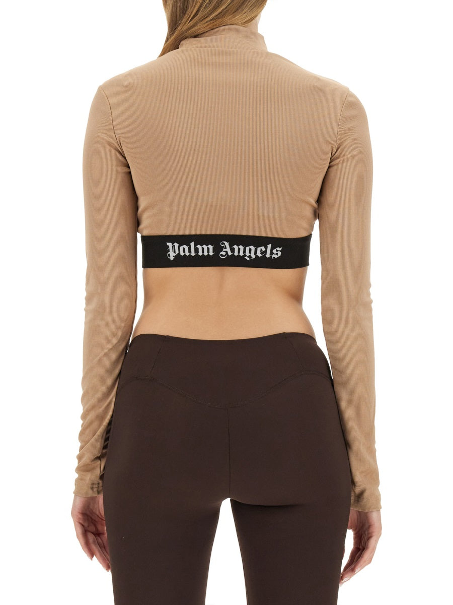 PALM ANGELS Cropped Logo Top - Slim Fit Size S