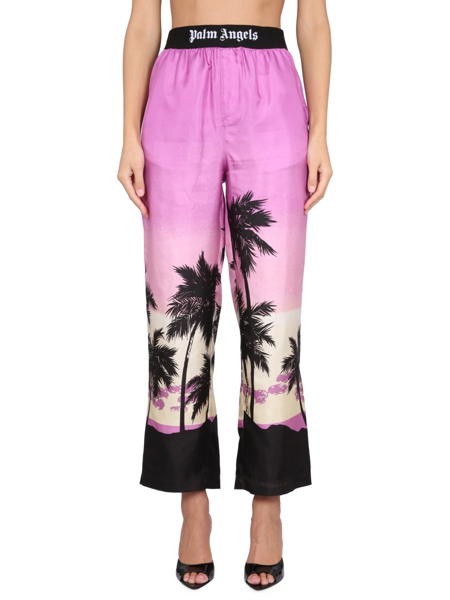 PALM ANGELS Sunset Print Pants with Elastic Waistband