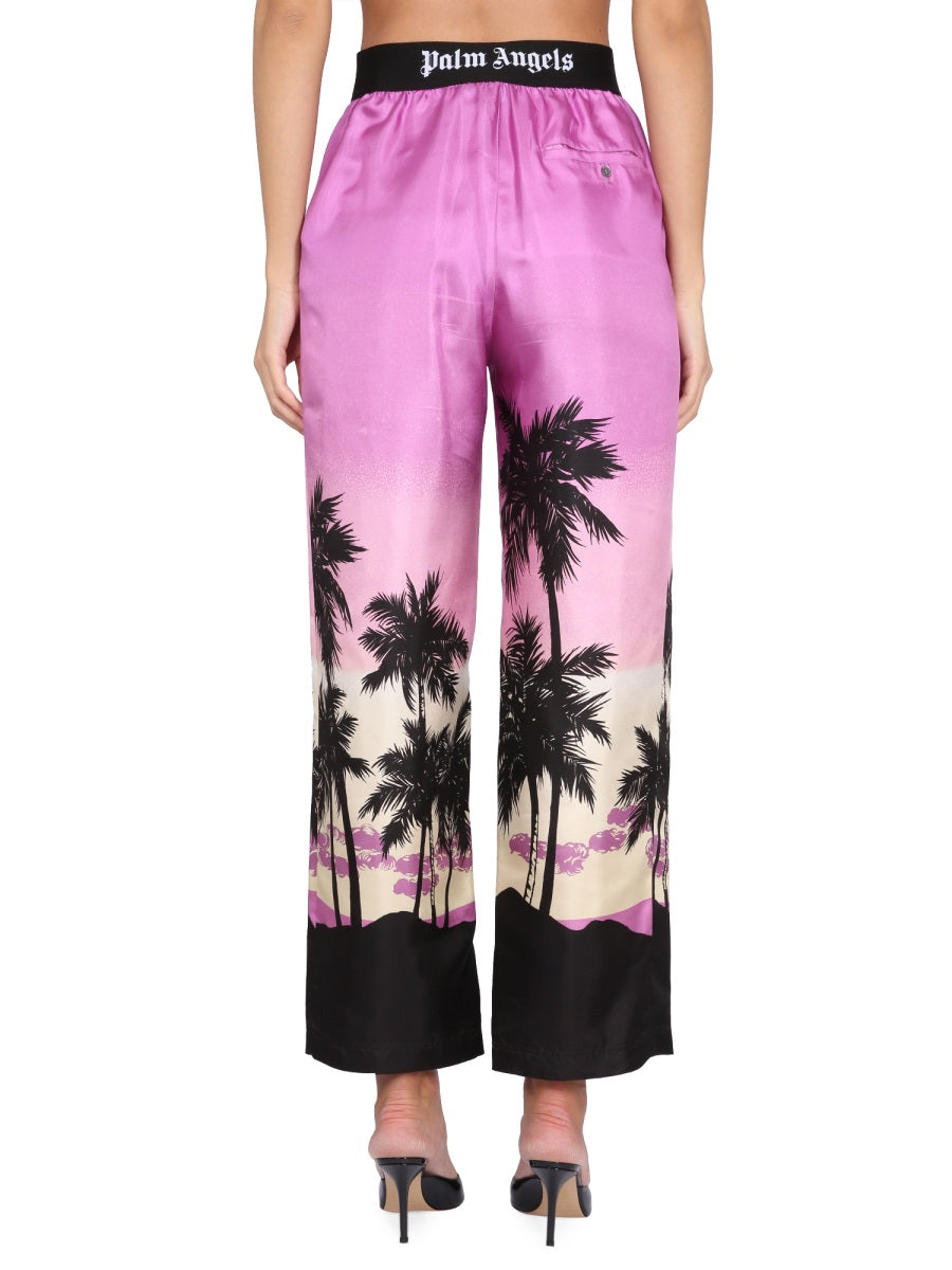 PALM ANGELS Sunset Print Pants with Elastic Waistband