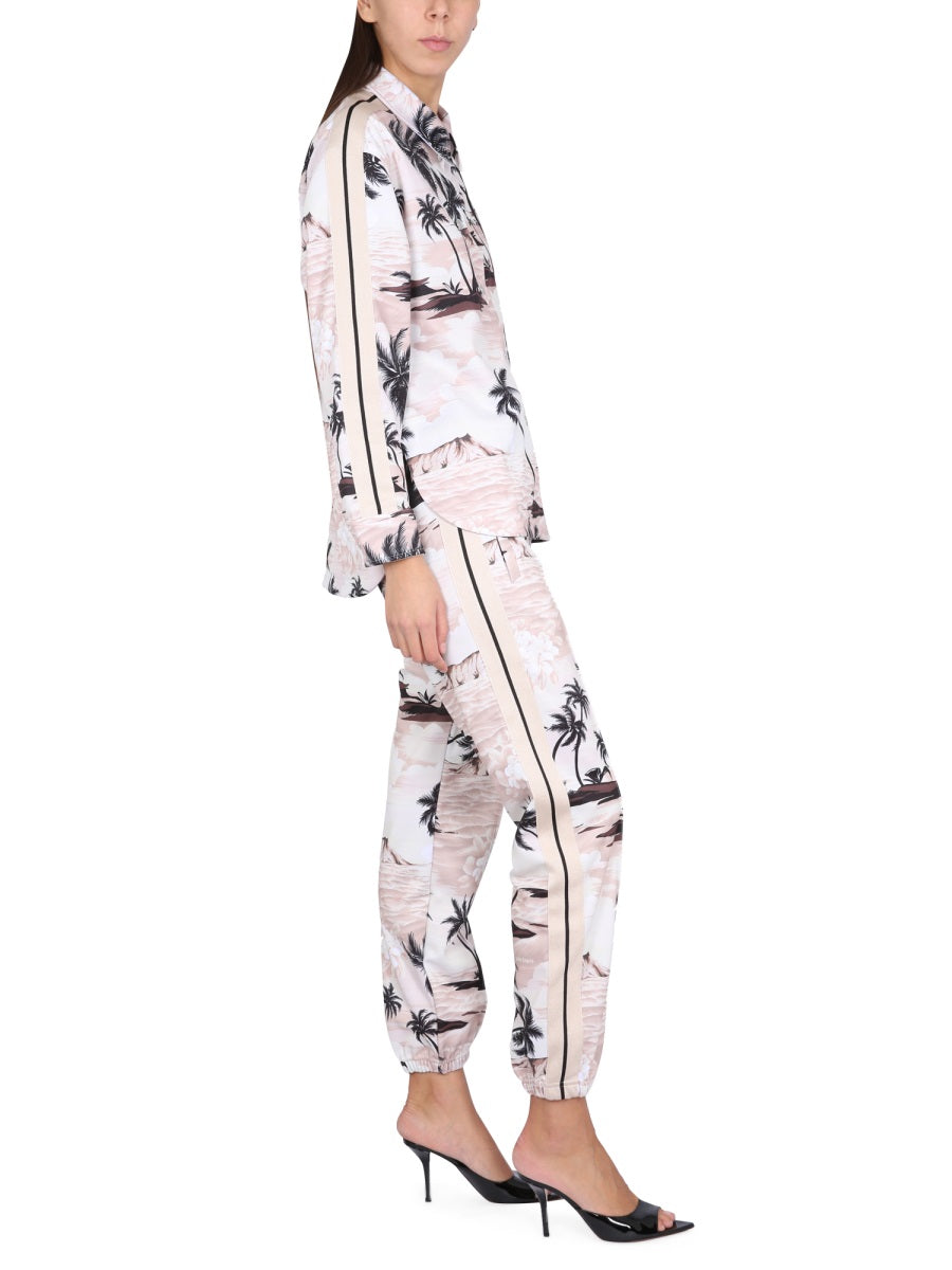 PALM ANGELS Island Print Pants with Elastic Waistband