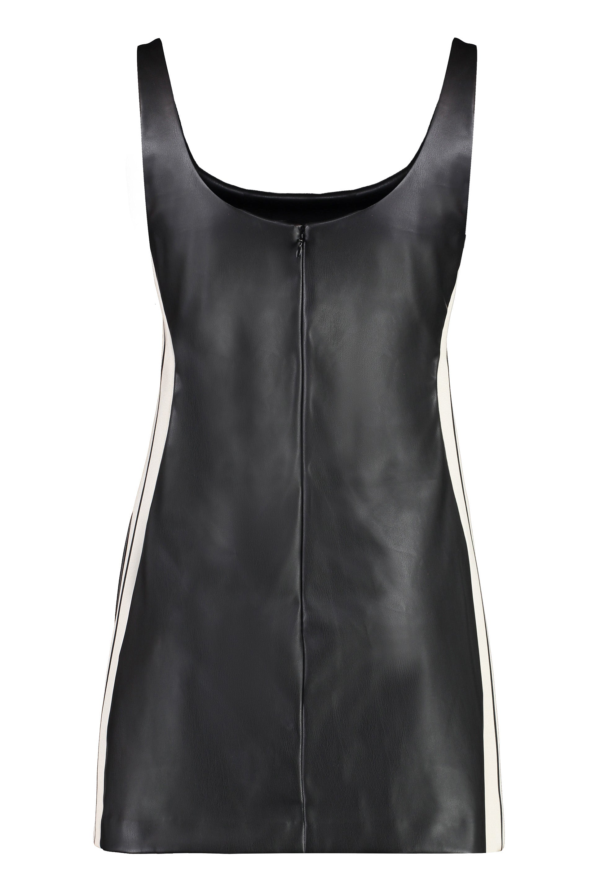 PALM ANGELS Vegan Leather Mini Dress with Side Stripes
