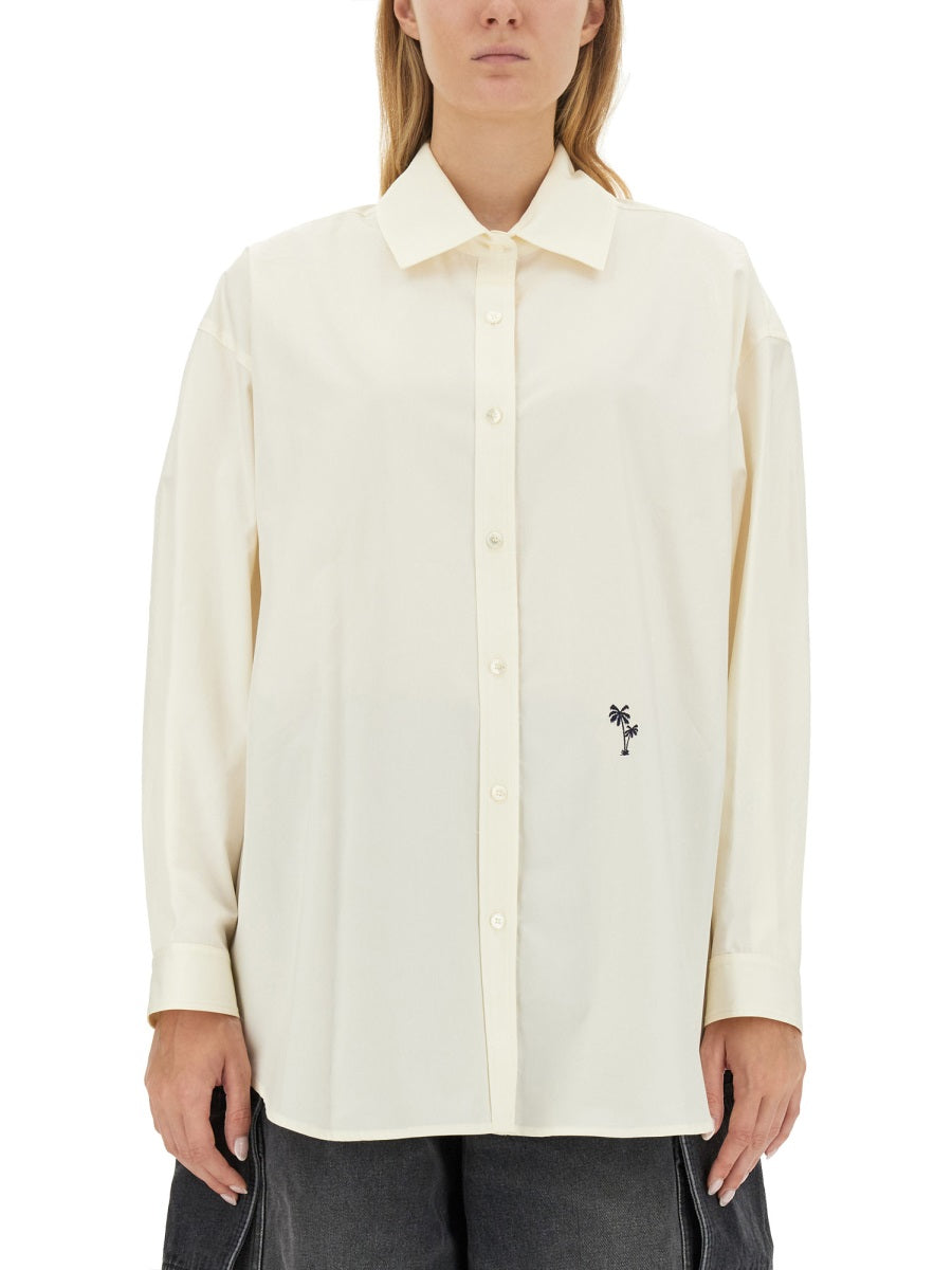 PALM ANGELS Oversized Women's Shirt with Embroidered Logo Size 40