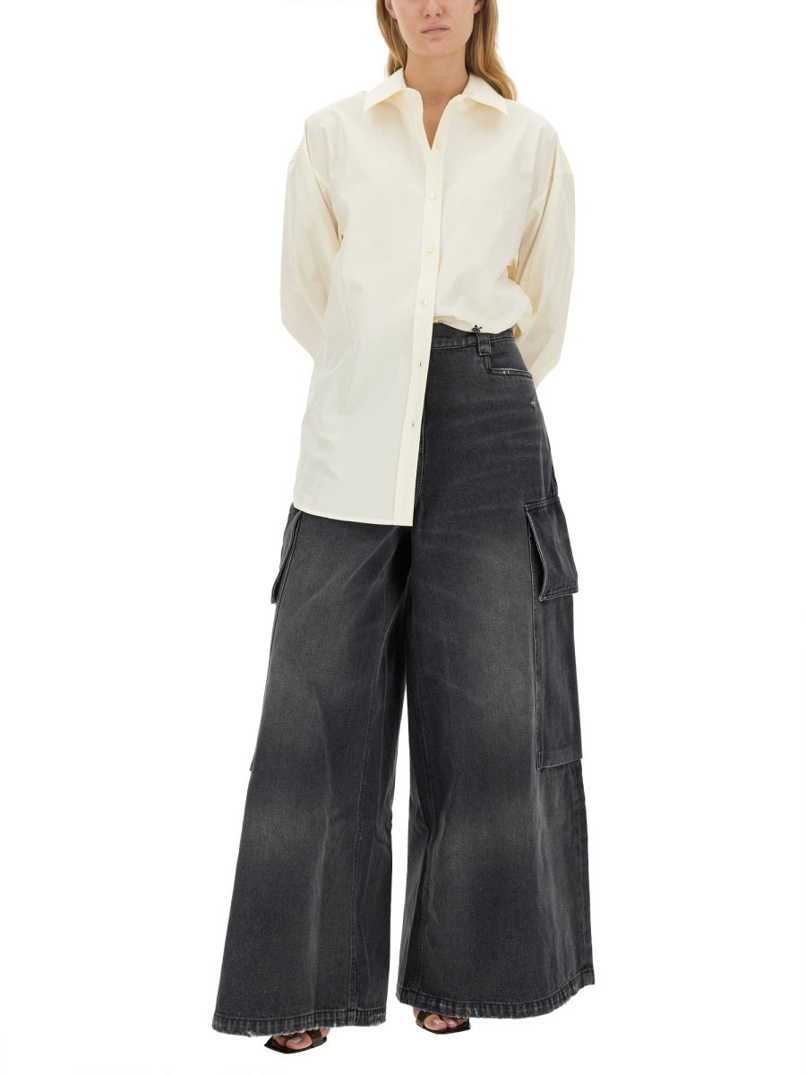 PALM ANGELS Oversized Women's Shirt with Embroidered Logo Size 40