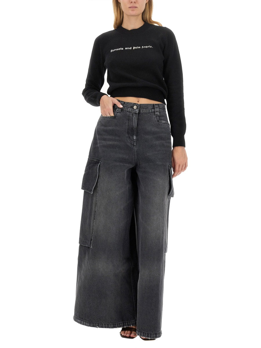 PALM ANGELS Cropped Mini Sweater for Women