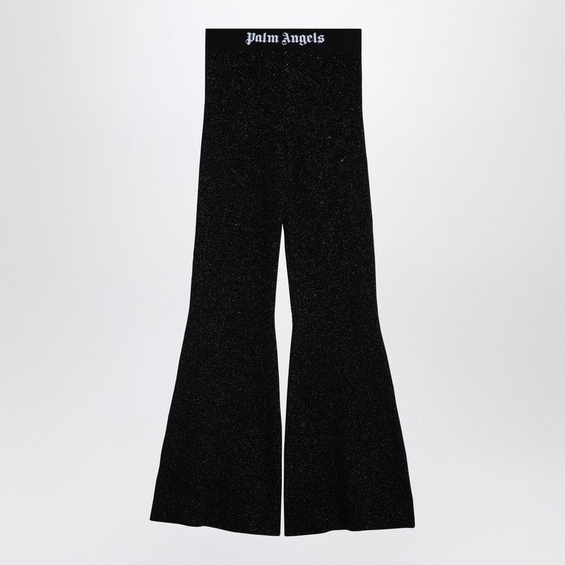 PALM ANGELS Flared Trousers with Logo Tape and Lurex Detailing