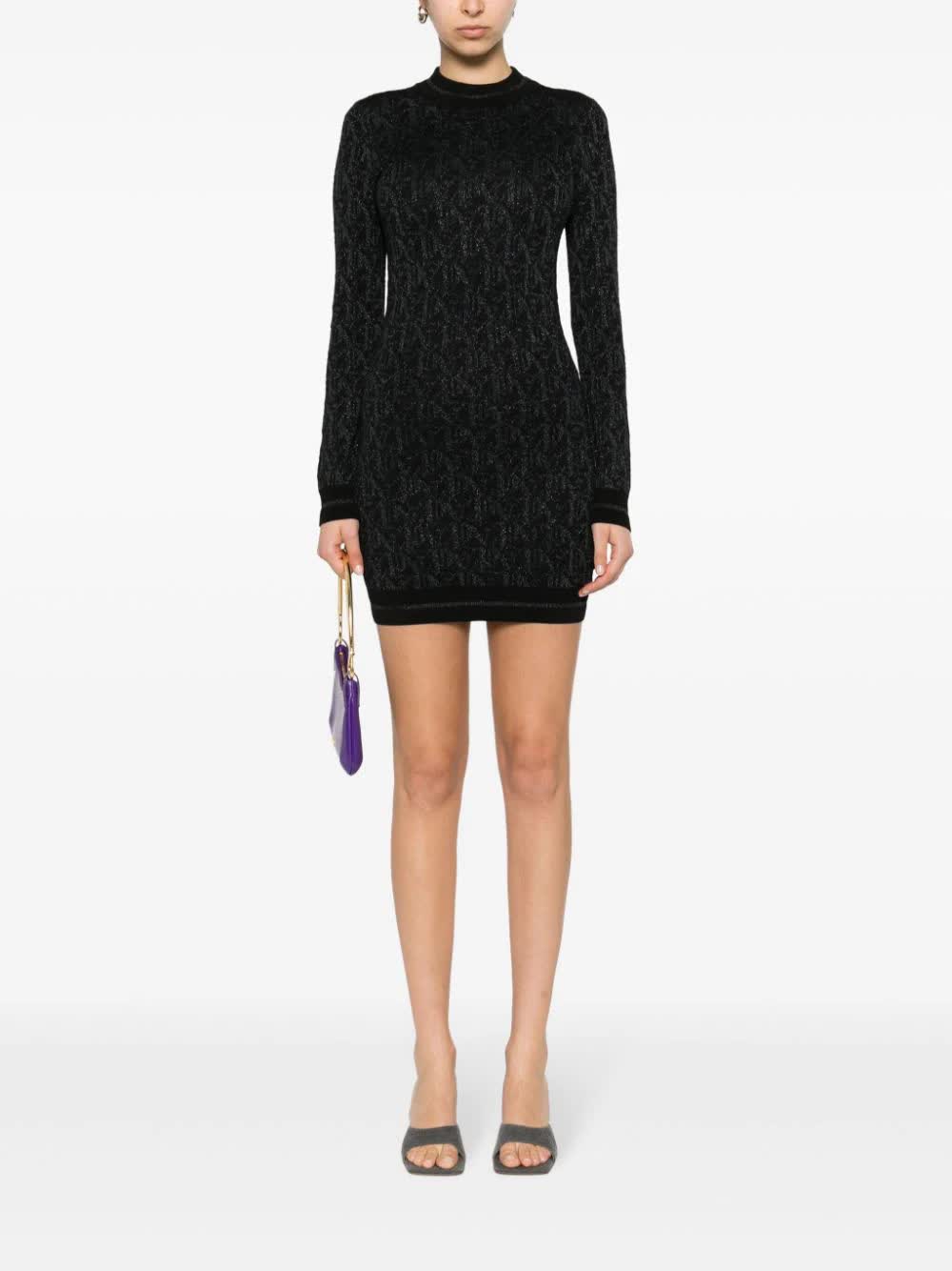 PALM ANGELS Elegant Monogram Jacquard Mini Dress