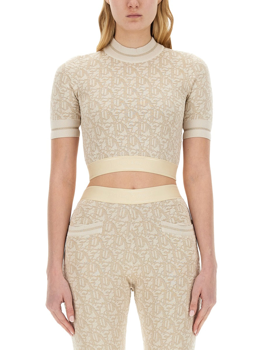 PALM ANGELS Cropped Monogram T-Shirt - Size S