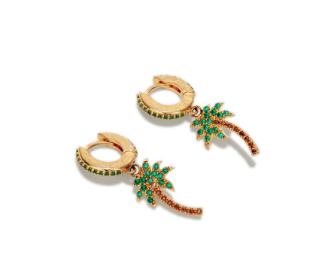 PALM ANGELS Palm Tree Motif Huggie Hoop Earrings