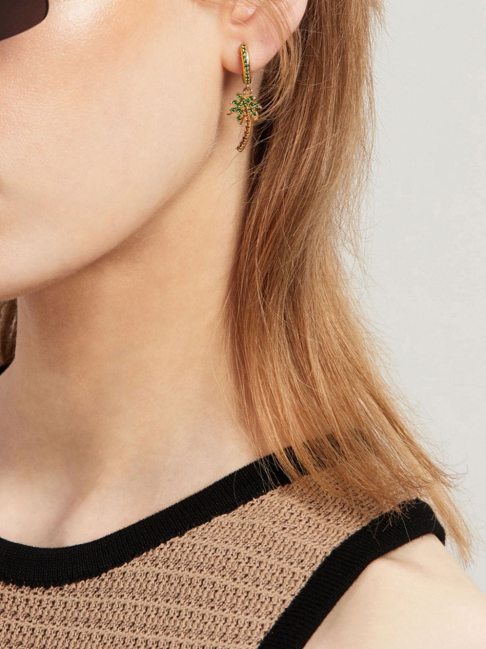 PALM ANGELS Palm Tree Motif Huggie Hoop Earrings