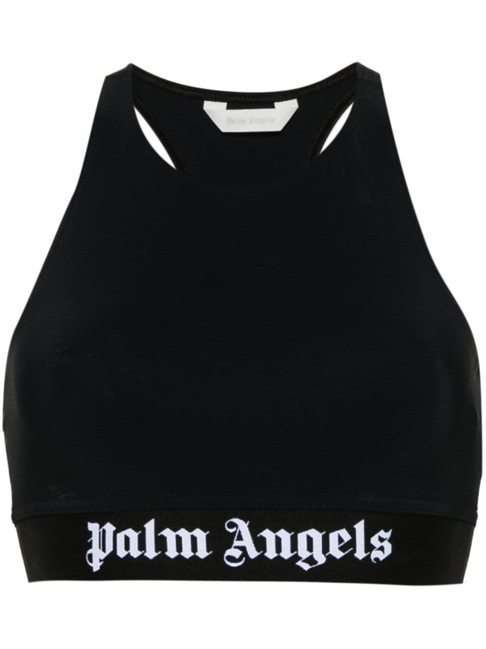 PALM ANGELS Technical Fabric Crop Top with Logoed Elastic Waistband