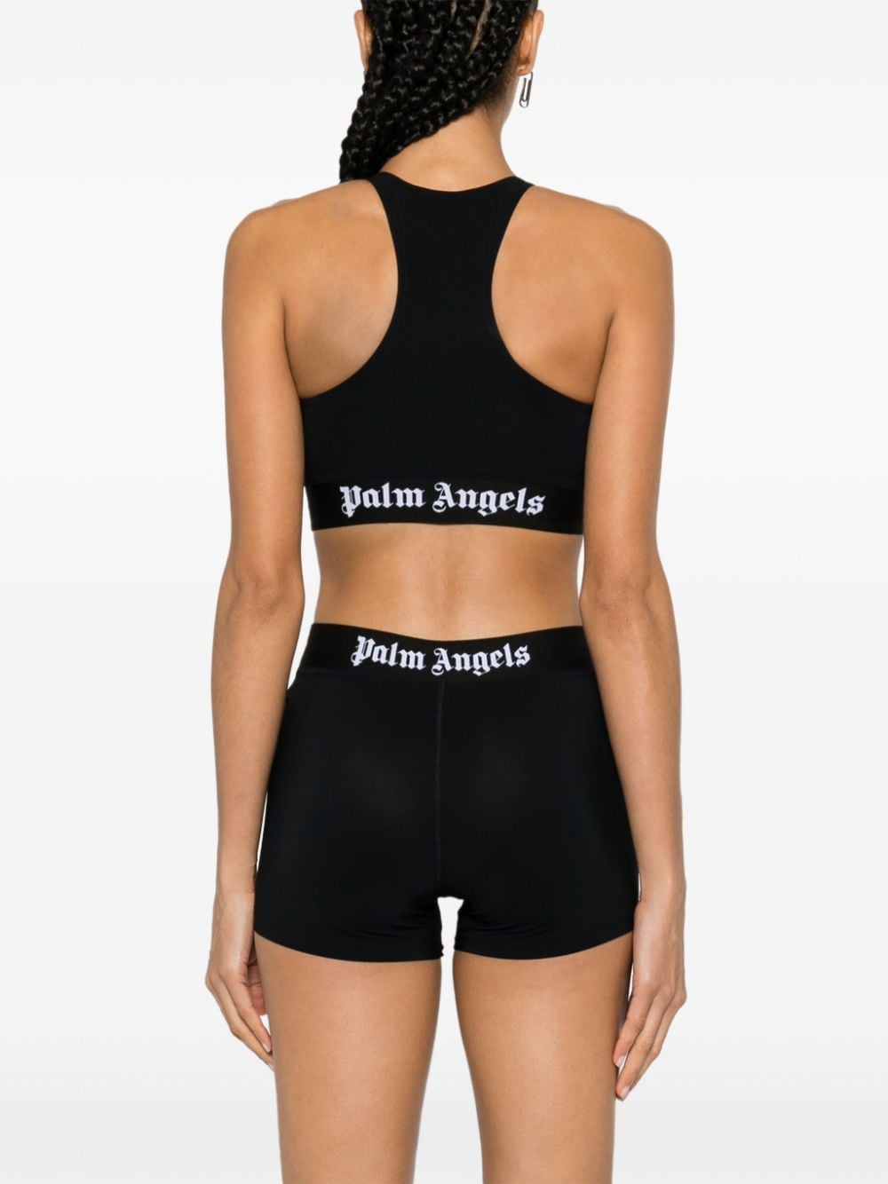 PALM ANGELS Technical Fabric Crop Top with Logoed Elastic Waistband