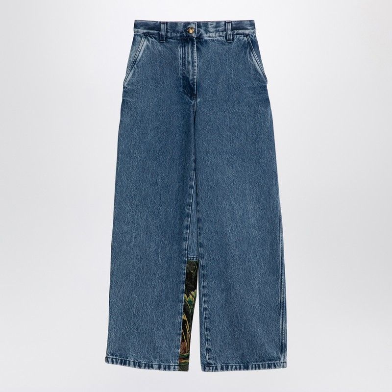 PALM ANGELS Baggy Jeans with Jungle Insert