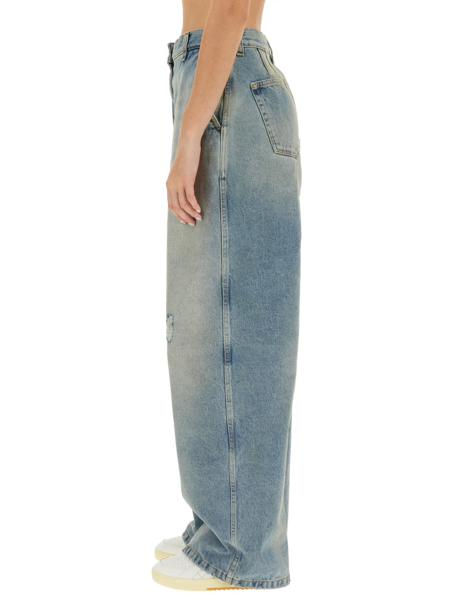 PALM ANGELS Wide Leg Cotton Jeans - Size 27