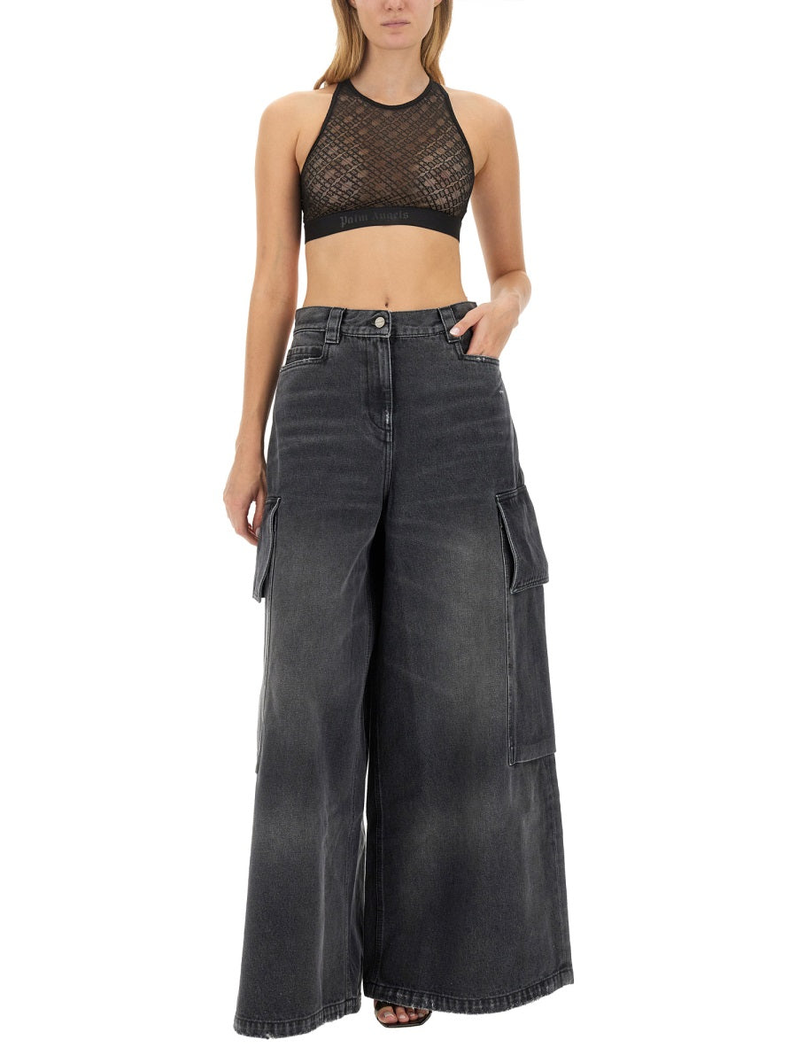 PALM ANGELS Oversized Women's Wide Parachute Jeans - Size 27