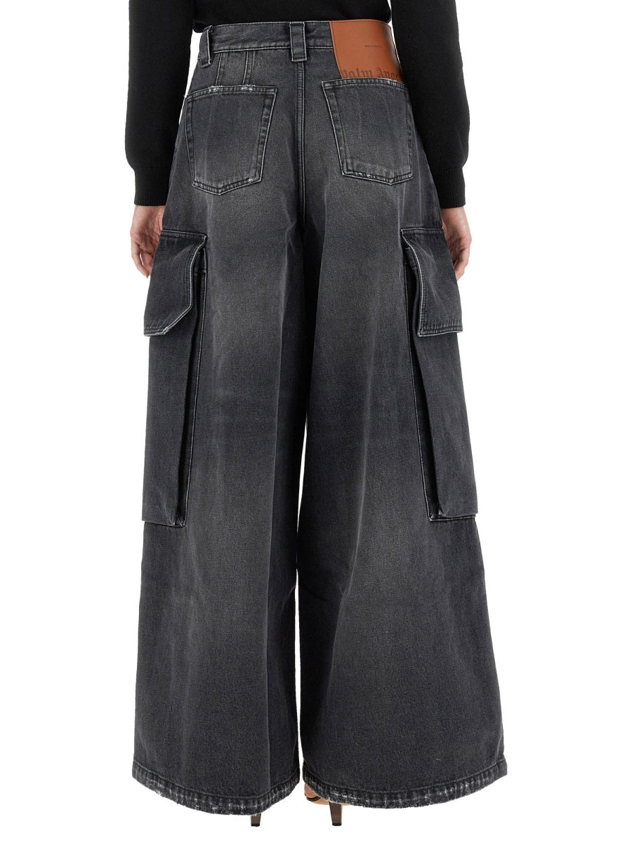 PALM ANGELS Oversized Women's Wide Parachute Jeans - Size 27