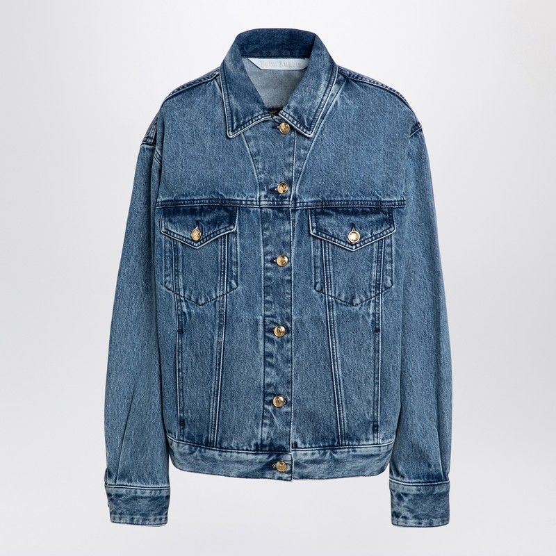 PALM ANGELS Denim Jacket with Jungle Insert for Women