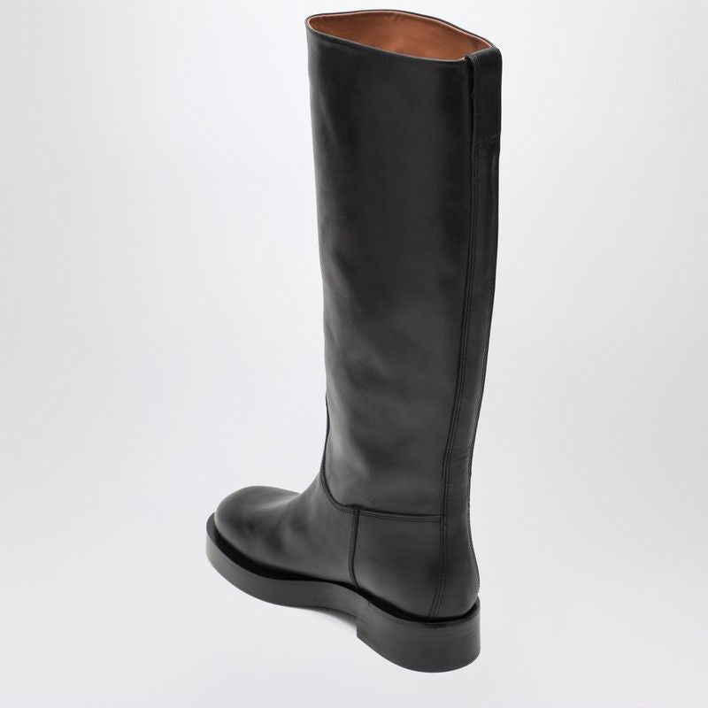 PARIS TEXAS Knee-High Round Toe Leather Boots