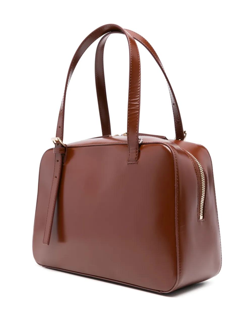 A.P.C. Leather Handbag with Top Zipper and Removable Strap 28x18x10 cm
