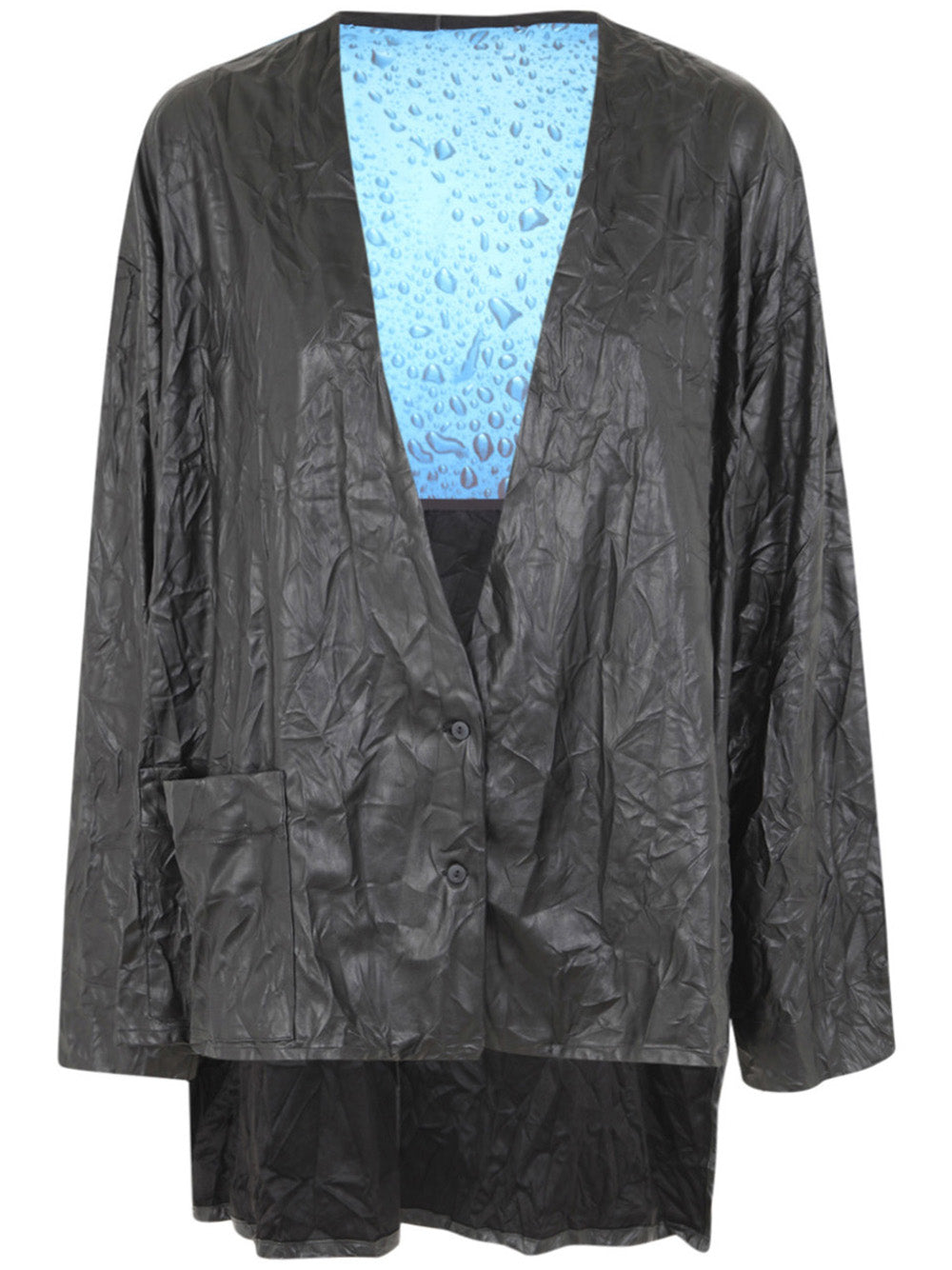 MARIA CALDERARA Crinkled Faux Leather Sweater