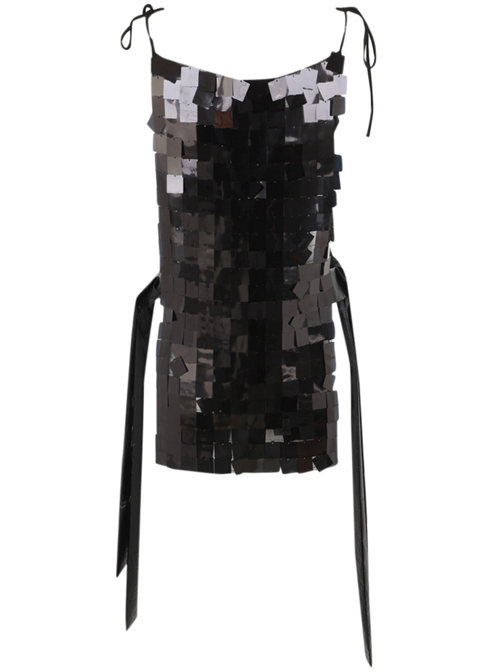 MARIA CALDERARA Macro Square Sequins on Tulle Mini Dress