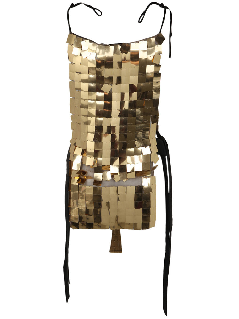 MARIA CALDERARA Macro Square Sequins on Tulle Mini Dress