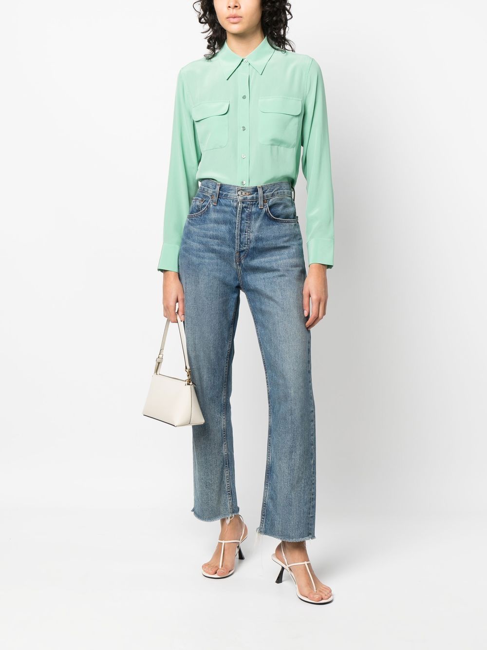 EQUIPMENT Long Sleeve Silk Shirt with Classic Collar