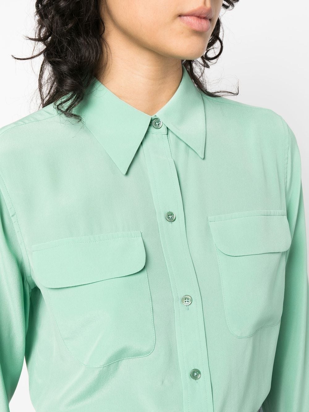 EQUIPMENT Long Sleeve Silk Shirt with Classic Collar