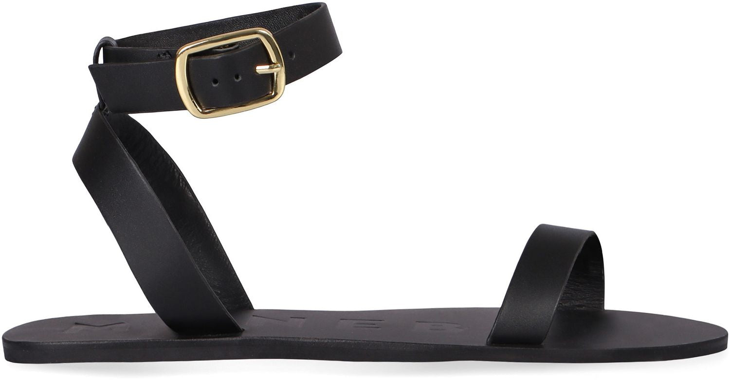 MANEBI Chic Adjustable Ankle Strap Leather Sandals