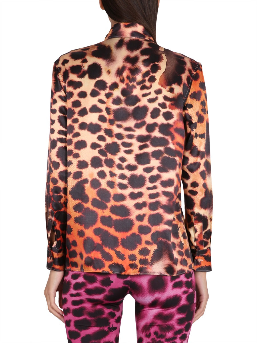 ROBERTO CAVALLI Animal Print Classic Collar Shirt