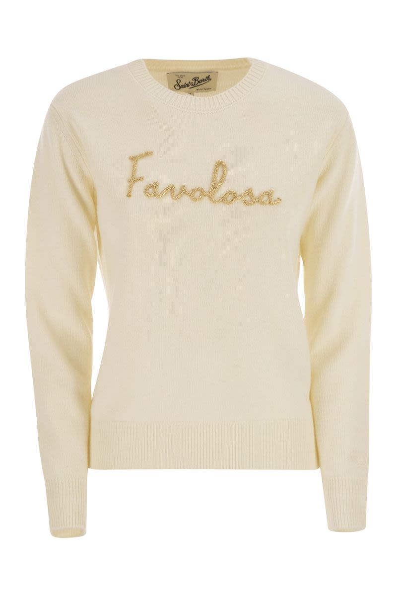 MC2 SAINT BARTH Wool and Alpaca Blend Jumper with Favolosa Embroidery - Women's Regular Fit