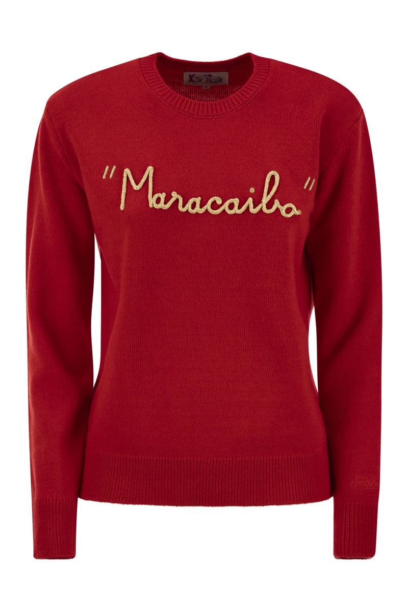MC2 SAINT BARTH Wool Cashmere Blend Sweater with Embroidered Design