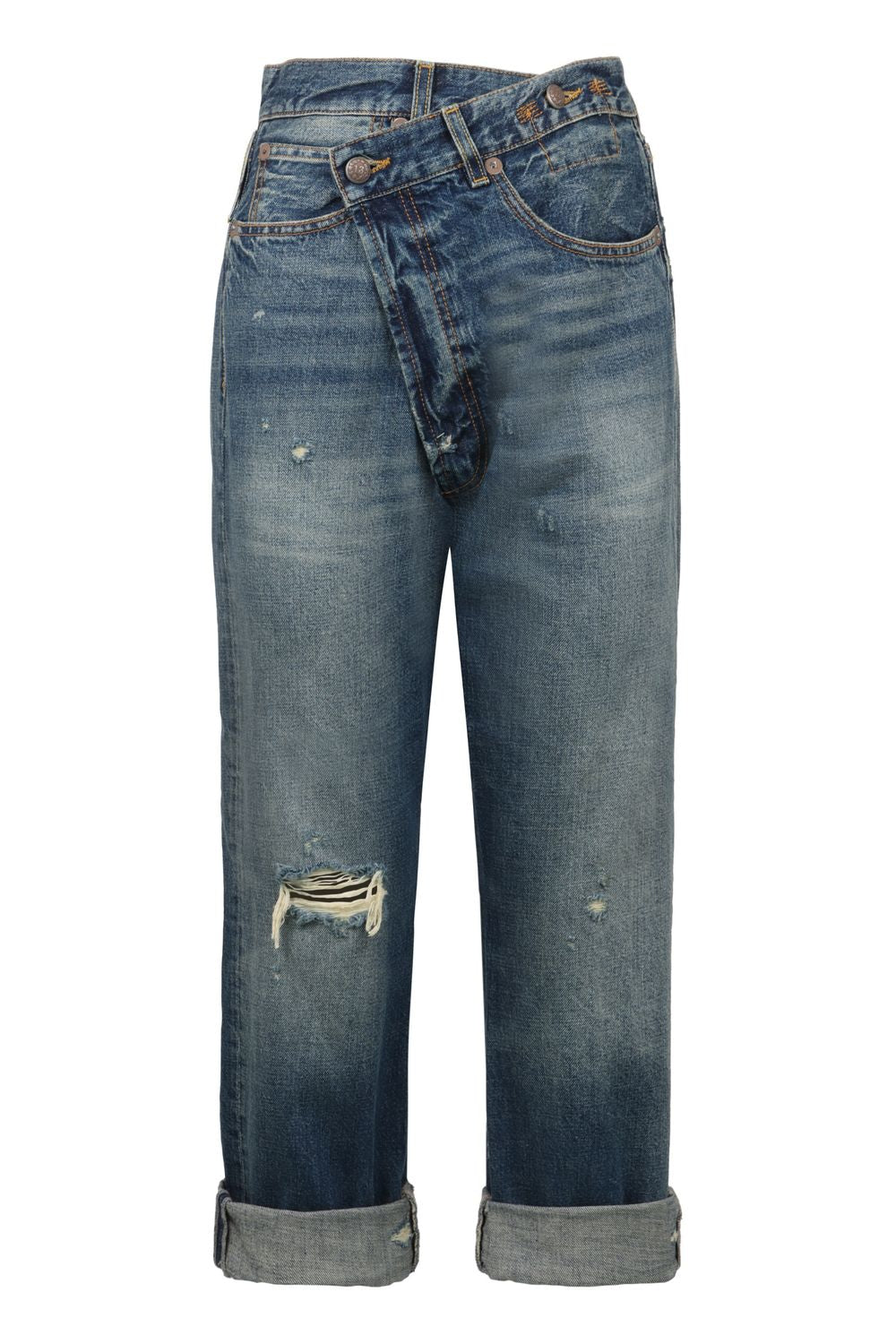 R13 Asymmetric Mini Cropped Jeans