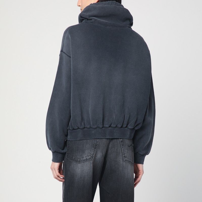 R13 Faded Cotton Sweatshirt with Drawstring Neckline for Women