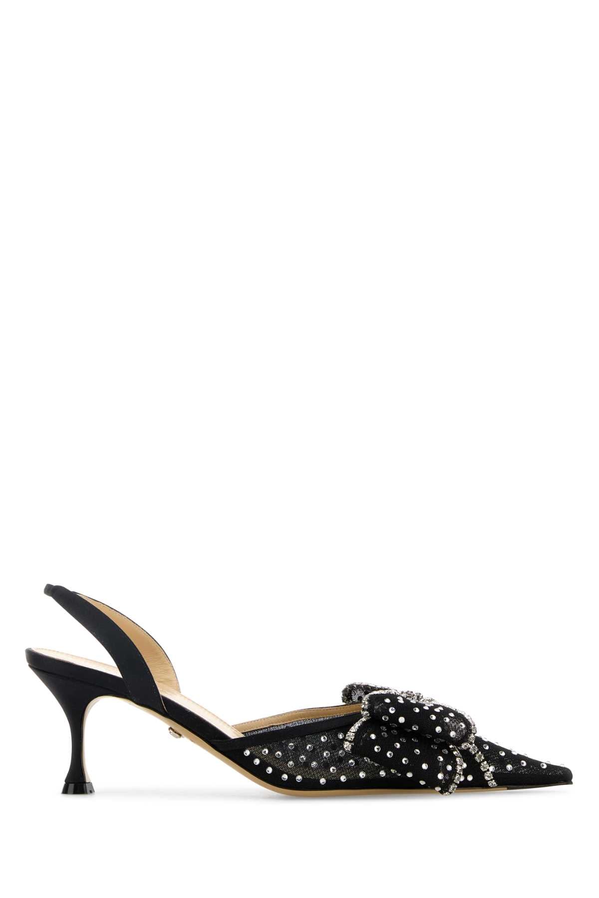MACH & MACH Embellished Mesh Slingback Pumps