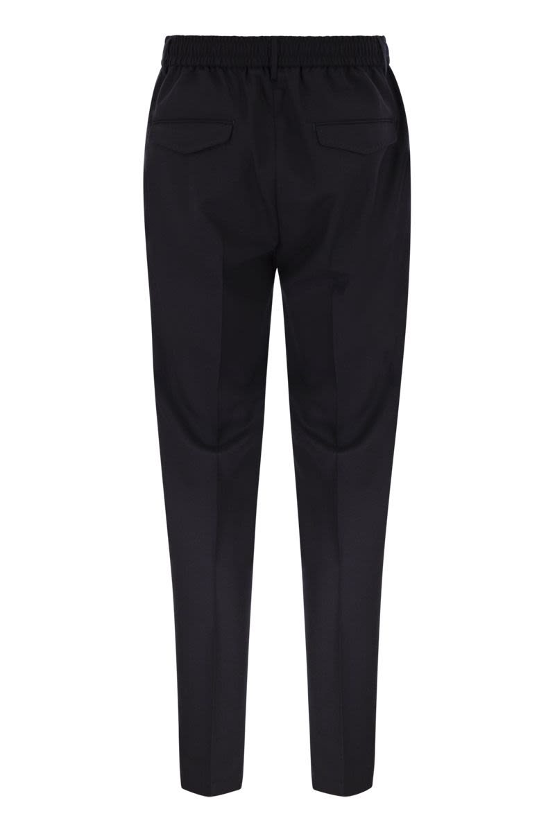 PESERICO Men's Virgin Wool Trousers with Drawstring Waist