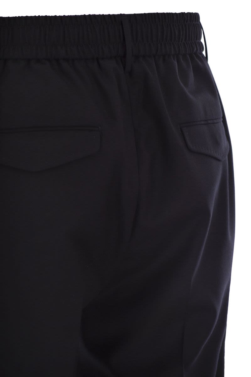PESERICO Men's Virgin Wool Trousers with Drawstring Waist