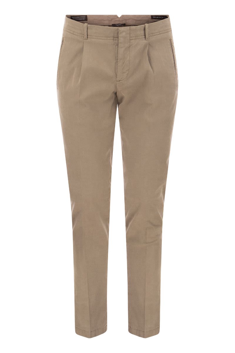PESERICO Slim Fit Cotton and Silk Trousers