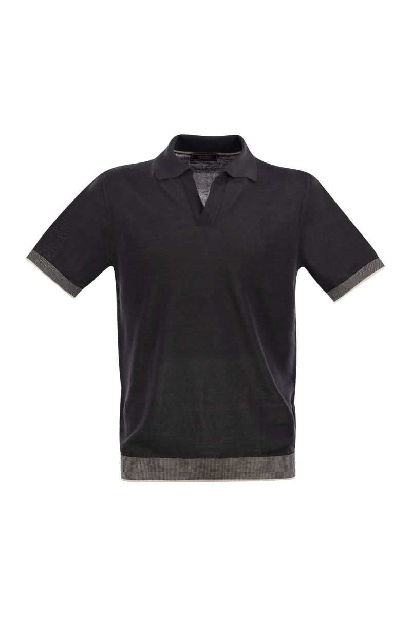PESERICO Men's Polo Shirt in Linen and Cotton Yarn