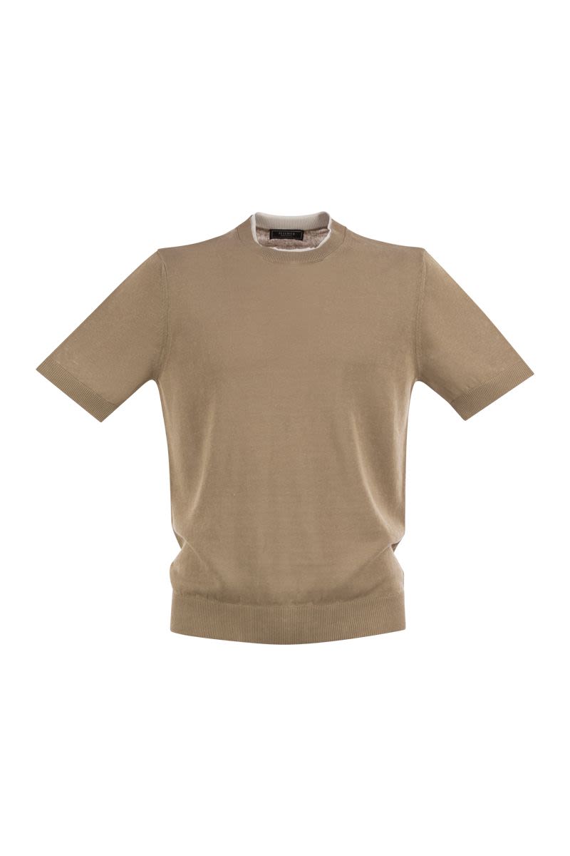 PESERICO Linen and Cotton Blend T-Shirt for Men - Regular Fit