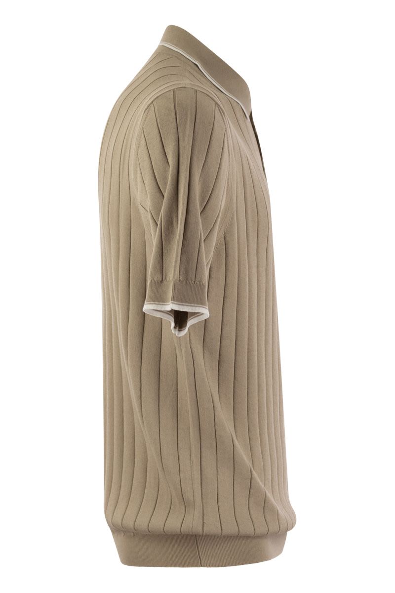 PESERICO Men's Pure Cotton Crepe Yarn Polo Shirt - Regular Fit