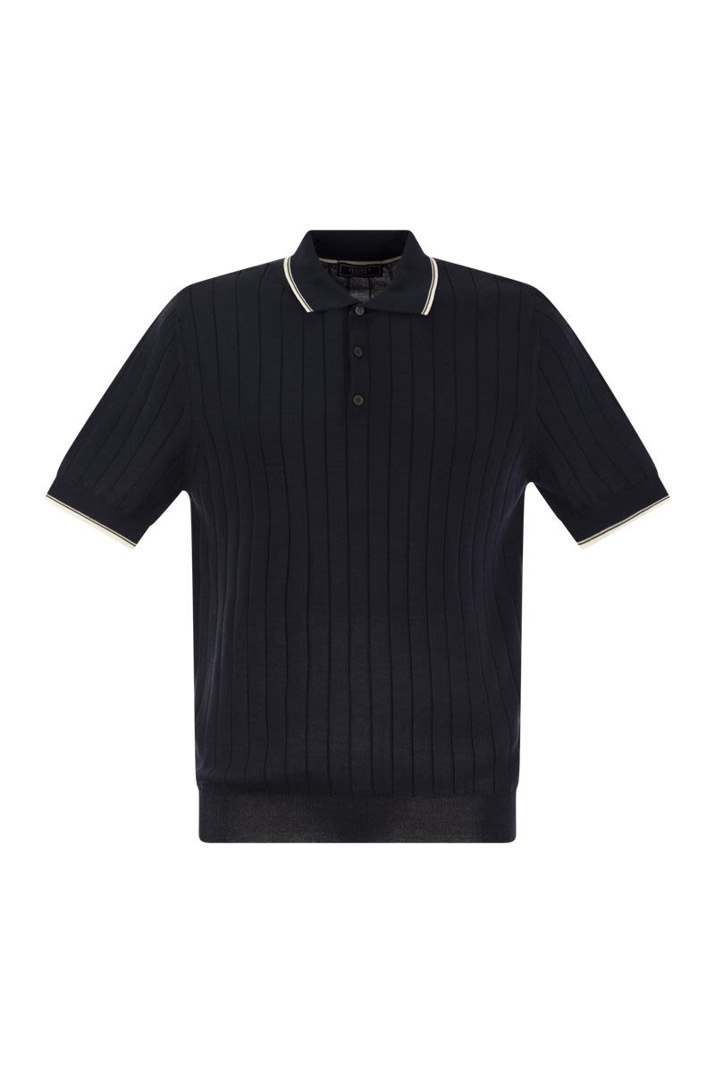 PESERICO Sophisticated Polo Shirt in Pure Cotton Crepe Yarn for Men