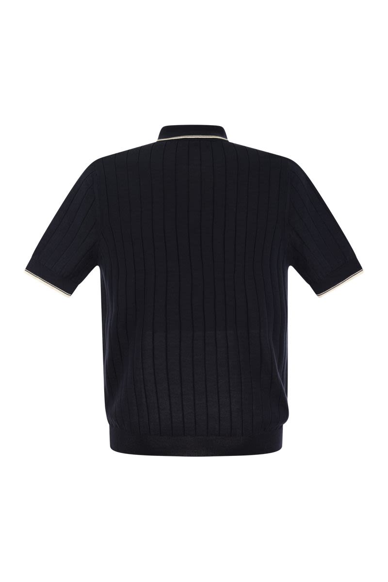 PESERICO Sophisticated Polo Shirt in Pure Cotton Crepe Yarn for Men