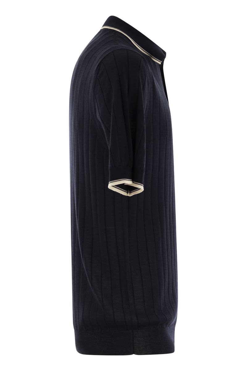 PESERICO Sophisticated Polo Shirt in Pure Cotton Crepe Yarn for Men