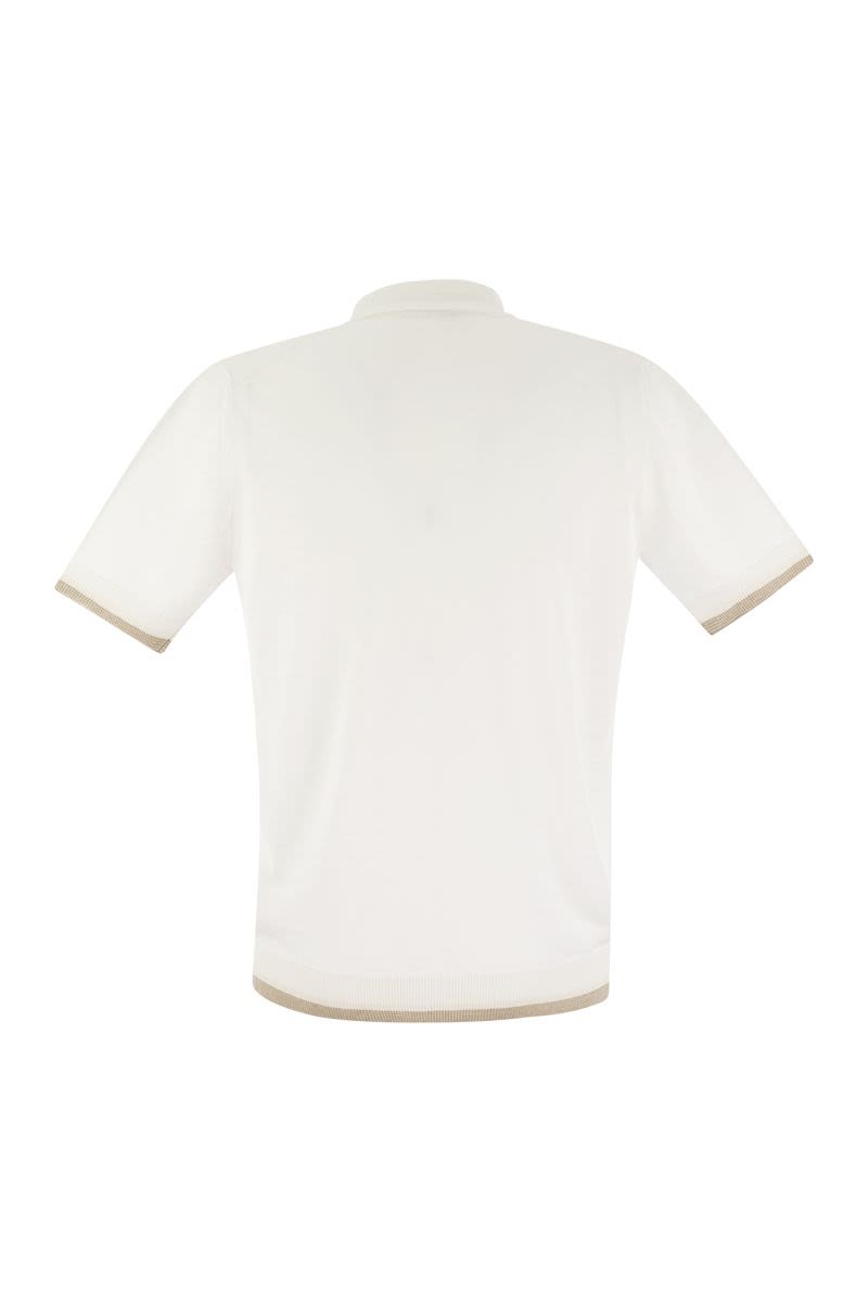 PESERICO Linen and Cotton Yarn Sail Collar T-Shirt - Men's Regular Fit