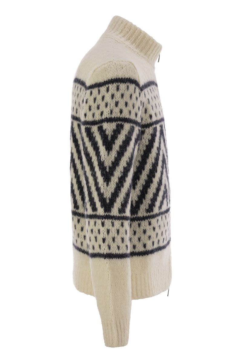 PESERICO Alpaca and Cotton Yarn T-Shirt with High Collar - Fall/Winter 2025