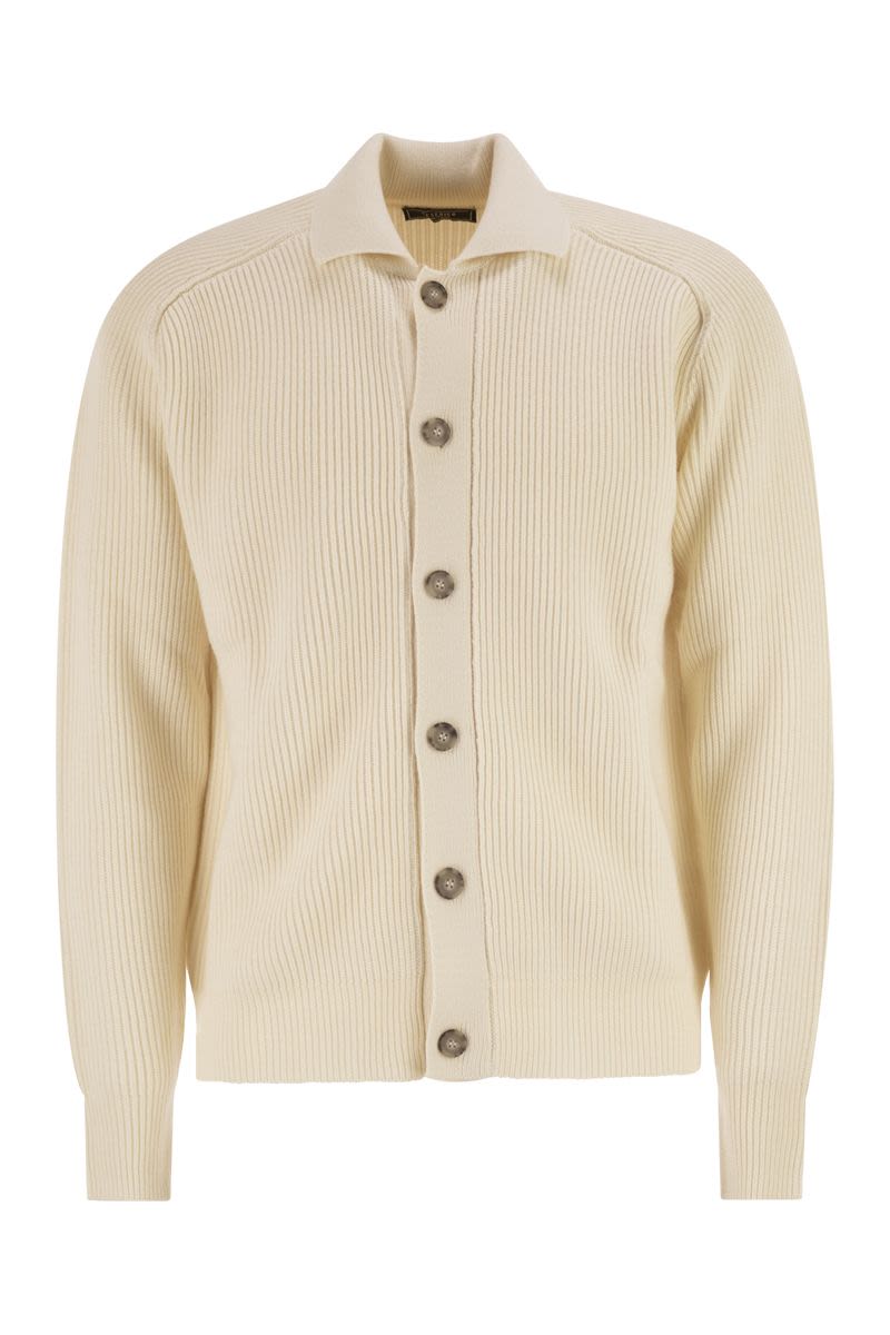 PESERICO English Ribbed Wool Cardigan for Men