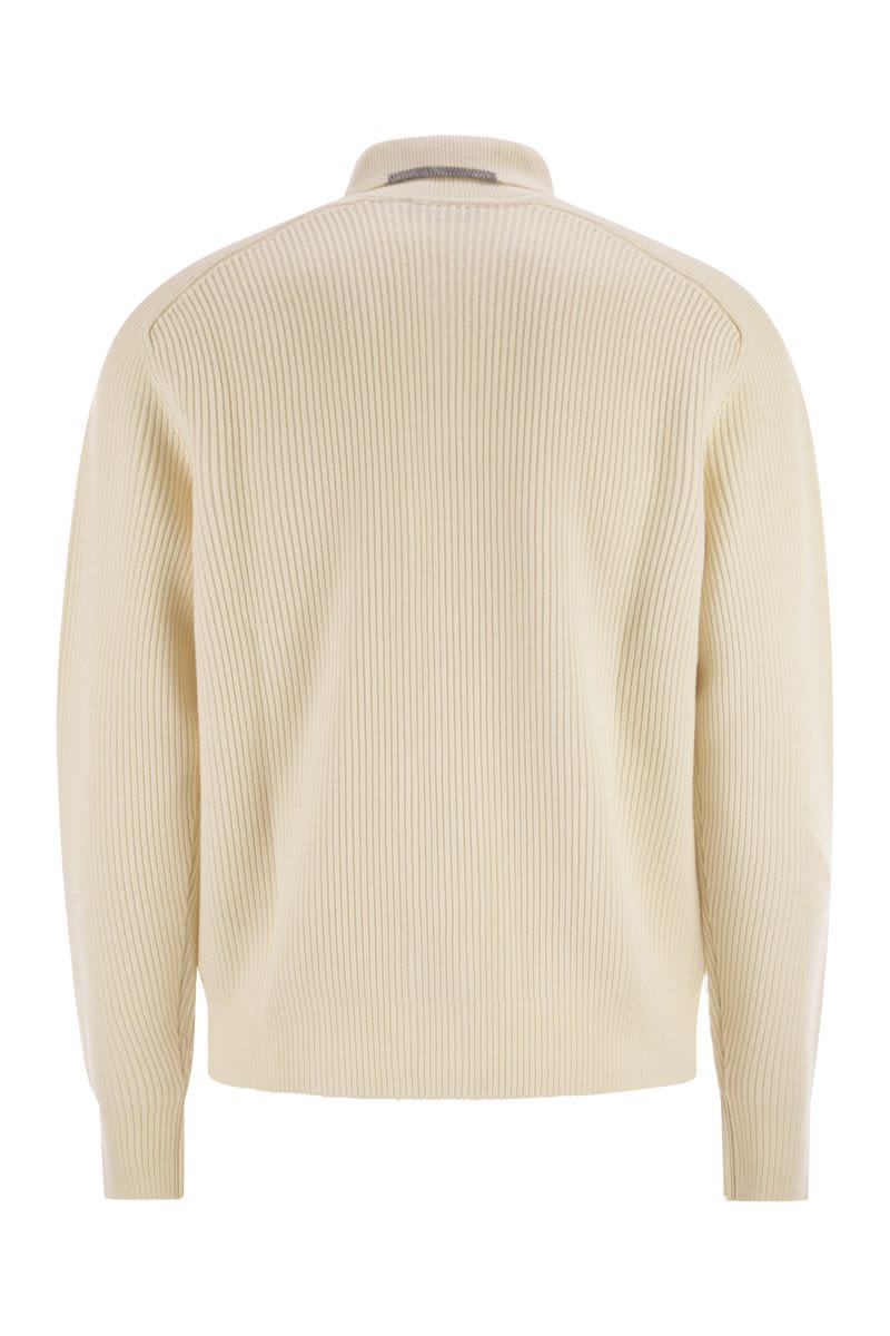 PESERICO English Ribbed Wool Cardigan for Men