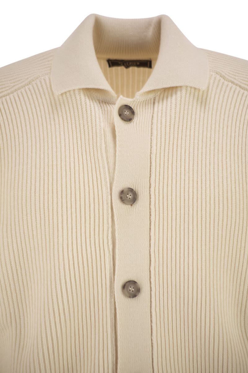 PESERICO English Ribbed Wool Cardigan for Men