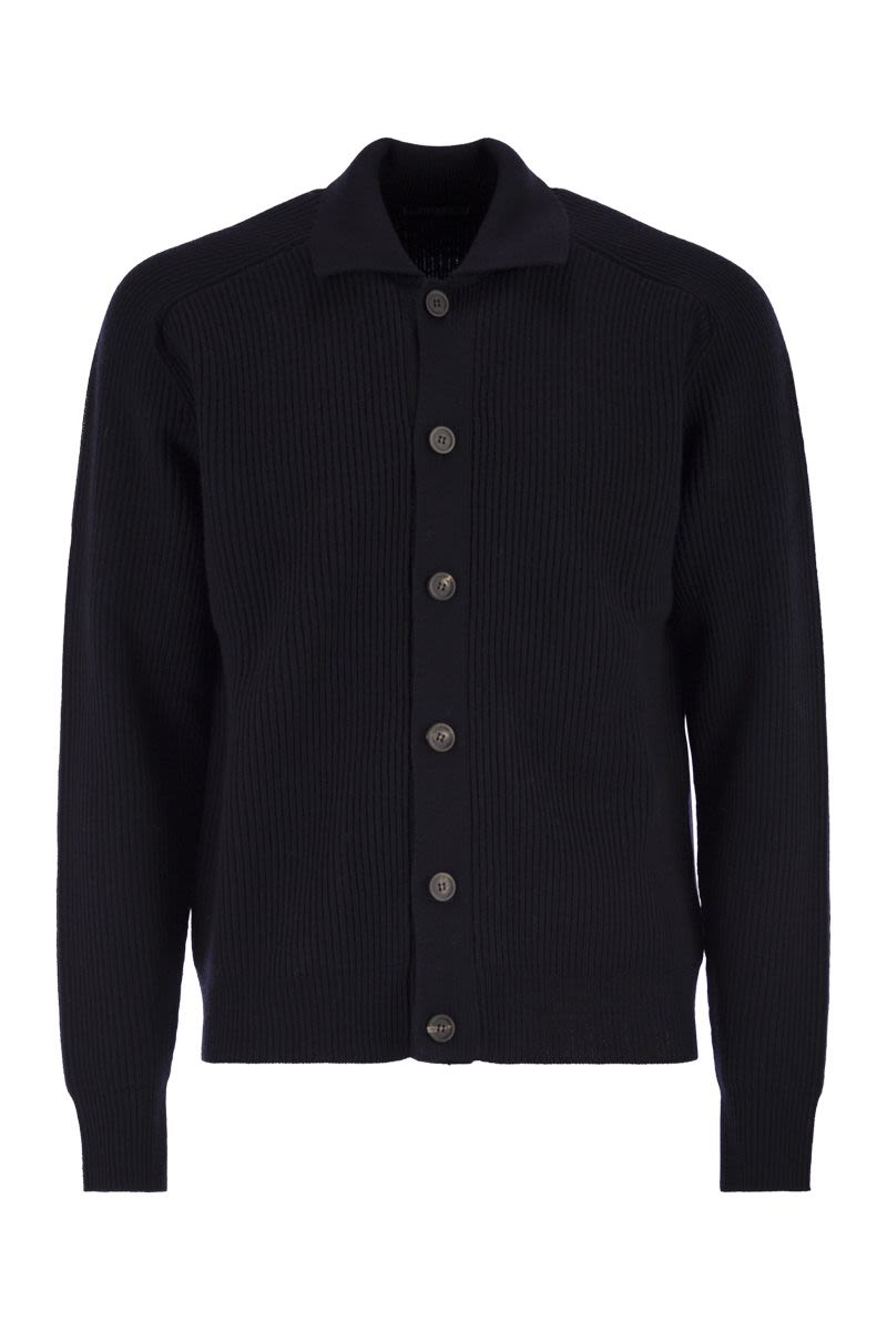 PESERICO English Ribbed Wool Cardigan for Men
