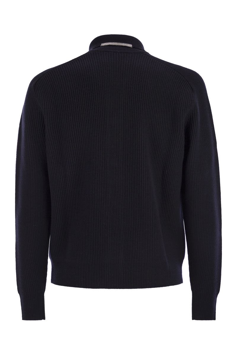 PESERICO English Ribbed Wool Cardigan for Men